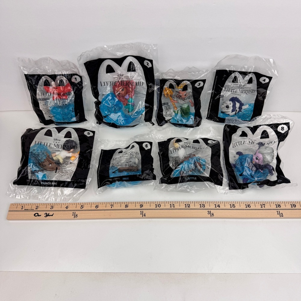 2023 McDonalds Little Mermaid Happy Meal Toy Full Set 1-8 Ariel Ursula Sebastian